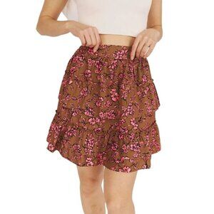 ARULA Ruffle Skirt 2X Floral Cotton Boho Farmhouse Festival